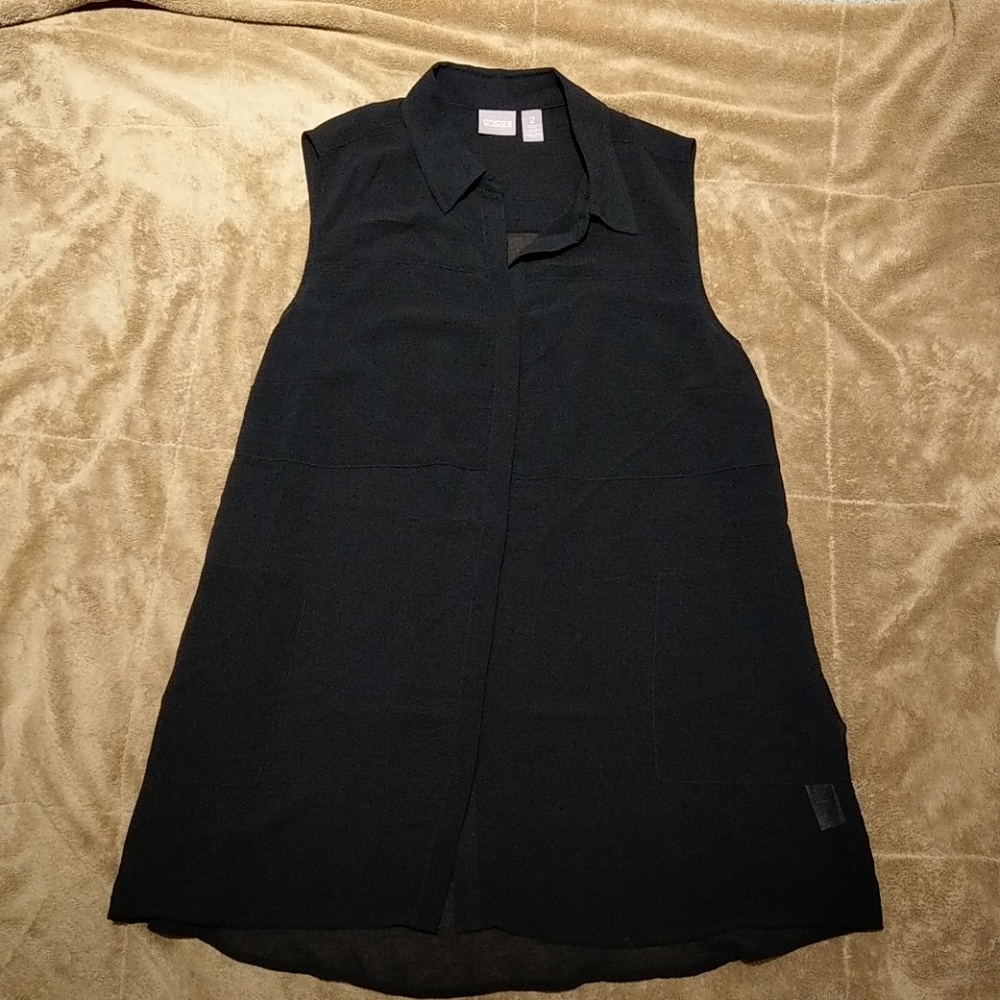 Chico's no sleeve sheer long blouse